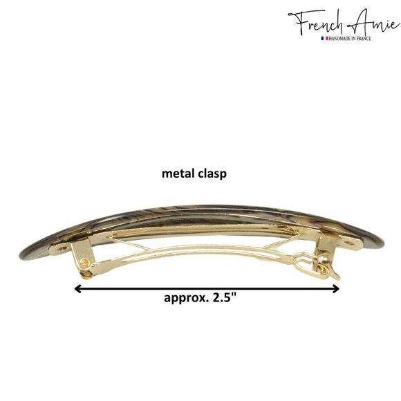 Hair Barrette Silver Gray Celluloid Handmade Automatic Clasp No Slip Durable Wom main image 6
